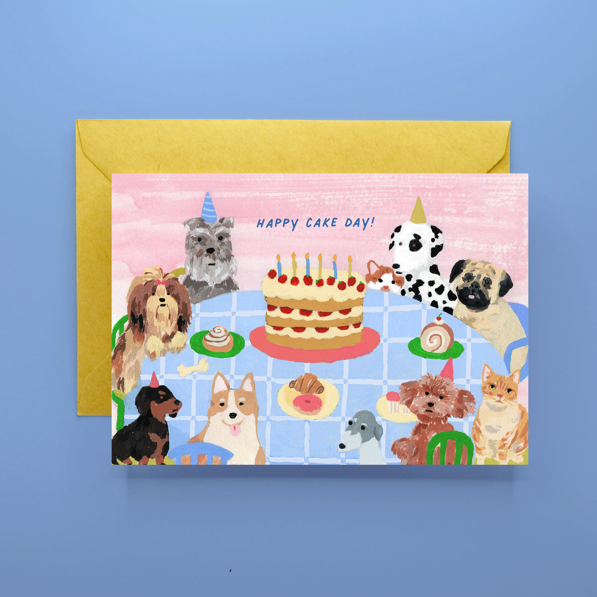 Dogs Cake Party Birthday Card