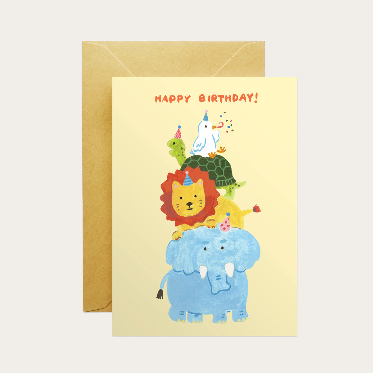 Stacked Animals Happy Birthday Card