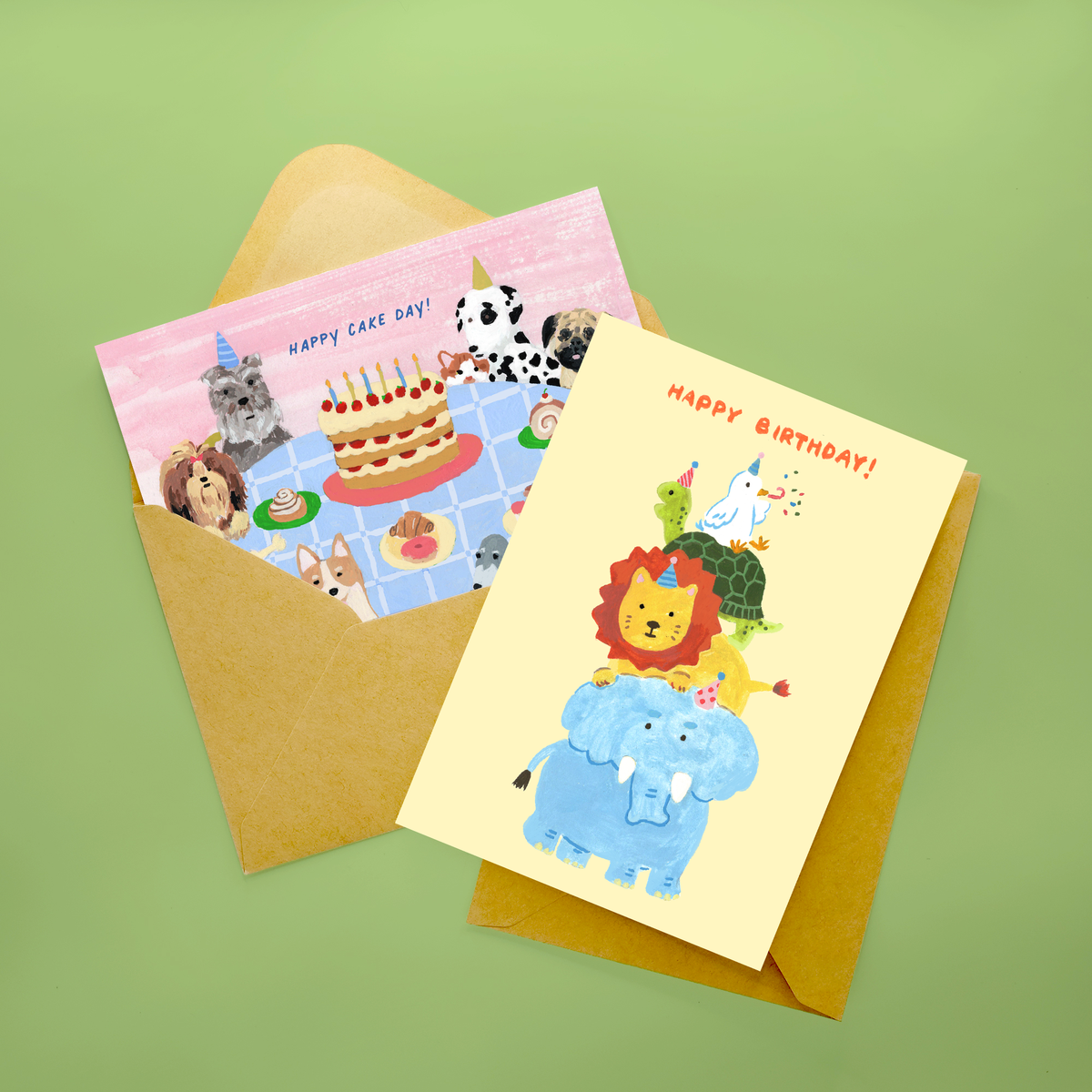 Stacked Animals Happy Birthday Card